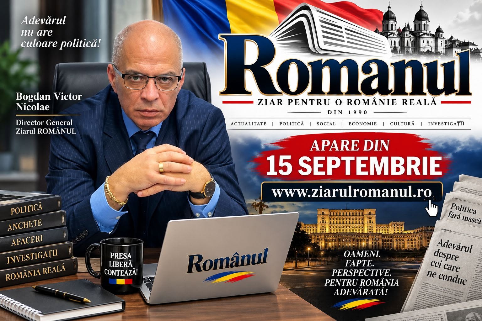 ROMÂNUL REVINE! NOI ÎNTREBĂM. EI RĂSPUND. Politicieni. Averi. Afaceri. Putere. Interese. Promisiuni. Manipulare.