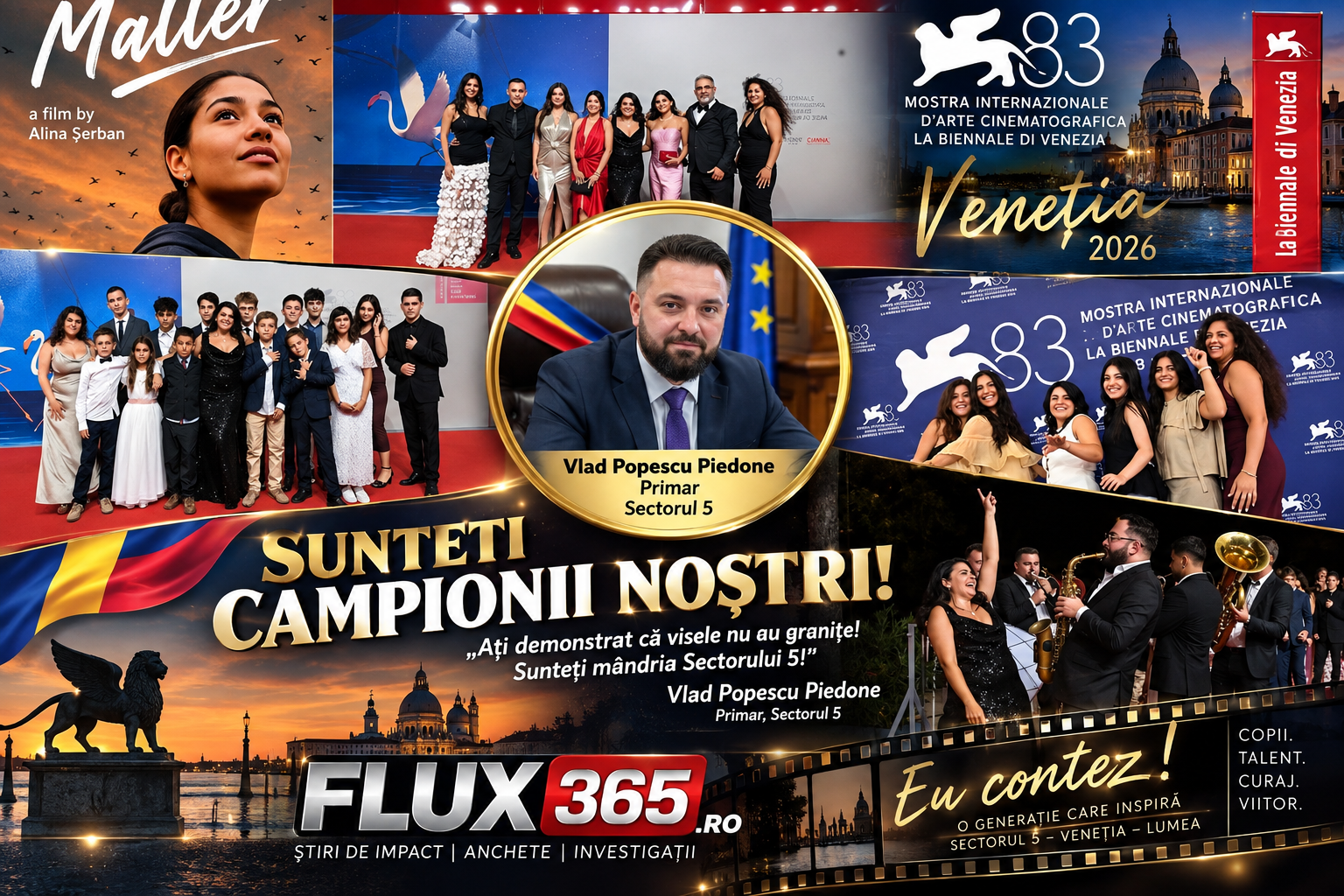 DE LA CENTRELE DE PROTECȚIE DIN SECTORUL 5, PE COVORUL ROȘU DE LA VENEȚIA! Vlad Popescu Piedone: „Sunteți campionii noștri!”